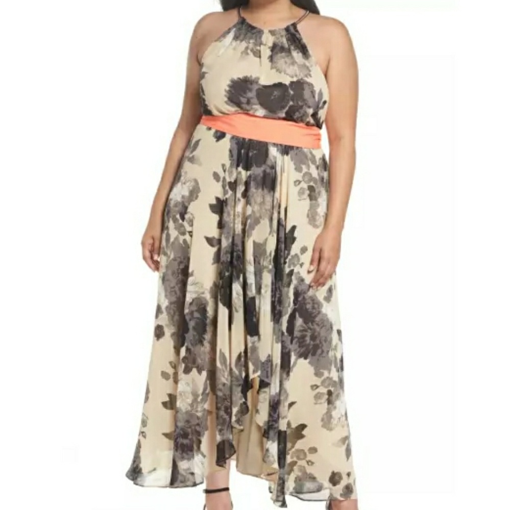 NWT ELIZA J FLORAL PRINT PLUS SIZE CHIFFON Dress